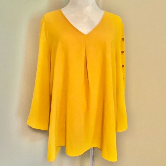 Spense Tops - Spense Sz L Yellow Gold 3/4 Sleeve Relaxed Blouse